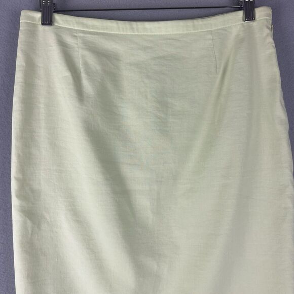 Elie Tahari Ruth Linen Blend Skirt Women 8 Green Ruffle Pencil Career Office NWT - Picture 2 of 16